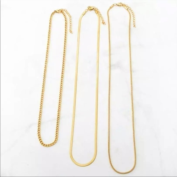 New 18k Gold Plated Triple Layered Necklace Set - Picture 2 of 6